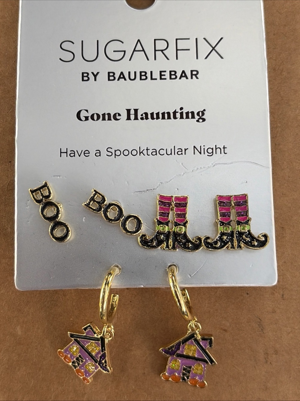 BaubleBar Pink & Gold Halloween Earring Set